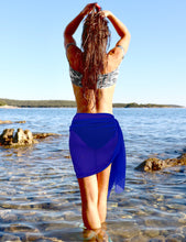 Load image into Gallery viewer, Royal Blue Solid Sheer Short Elegant And Lightweight Beach Wrap Sarong