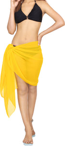 Yellow Solid Sheer Short Elegant And Lightweight Beach Wrap Sarong