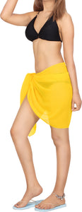 Yellow Solid Sheer Short Elegant And Lightweight Beach Wrap Sarong