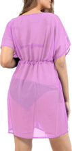 Cargar imagen en el visor de la galería, Pretty Lilac Solid Sheer V-Neck Beach Cover up For Women