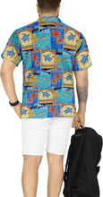 Load image into Gallery viewer, Allover Collage Mini Palm Tree Turtle and Dolphin Printed Hawaiian Beach Shirt For Men