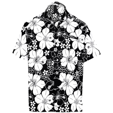 LA LEELA Men's Hawaiian Shirts Short Sleeve Button Down Shirt Floral Shirt Men Boho Holiday Casual Shirts for Men Funny