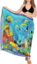 Load image into Gallery viewer, Ocean Harmony Under Water Fishes  Sheer Beach Wrap For Women