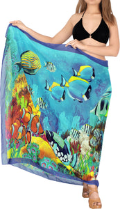 Ocean Harmony Under Water Fishes  Sheer Beach Wrap For Women