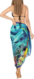 Ocean Harmony Under Water Fishes  Sheer Beach Wrap For Women