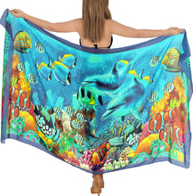 Load image into Gallery viewer, Ocean Harmony Under Water Fishes  Sheer Beach Wrap For Women