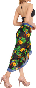 Allover Tropical Parrots And Flower Sheer Beach Wrap For Women