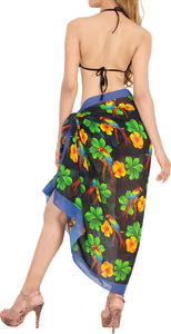 Allover Tropical Parrots And Flower Sheer Beach Wrap For Women