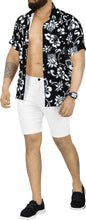 Load image into Gallery viewer, La Leela Aloha Floral Hawaiian Black Shirt For Men