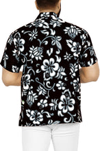 Load image into Gallery viewer, La Leela Aloha Floral Hawaiian Black Shirt For Men