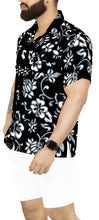 Load image into Gallery viewer, La Leela Aloha Floral Hawaiian Black Shirt For Men