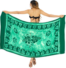 Load image into Gallery viewer, La Leela Rayon Batik Hibiscus Floral Bikini Beach Wrap Sarong