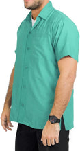 Load image into Gallery viewer, La Leela Mens Casual Camp Beach Hawaiian Shirt Short Sleeve Sea Green P00455