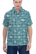 Load image into Gallery viewer, 4th of July USA Map Flag and Turtle Printed Linen Effect Shirt For Men Green