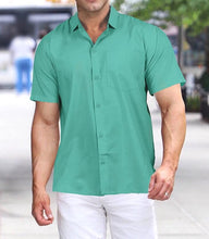 Load image into Gallery viewer, La Leela Mens Casual Camp Beach Hawaiian Shirt Short Sleeve Sea Green P00455