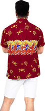 Cargar imagen en el visor de la galería, LA LEELA Men Regular Size Beach hawaiian Shirt Aloha Tropical Beach  front Pocket Short sleeve Red P00027