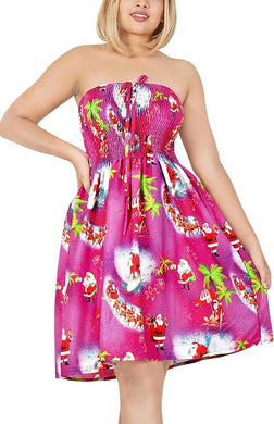 LA LEELA Women's Christmas Halter Neck Sundress Strapless Dress One Size Pink