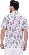 Cargar imagen en el visor de la galería, Tropical Tranquility White &amp; Black Palm Tree Printed Linen Effect Men&#39;s Shirt