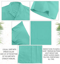 Load image into Gallery viewer, La Leela Mens Casual Camp Beach Hawaiian Shirt Short Sleeve Sea Green P00455