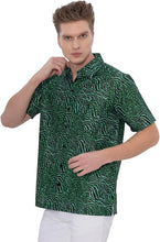 Load image into Gallery viewer, Green Wave Linen Effect Mens Textured Hawaiian Shirt