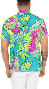 LA LEELA Men Regular Beach Casual hawaiian Shirt Sea Green Tropical P00105