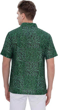 Cargar imagen en el visor de la galería, Green Wave Linen Effect Mens Textured Hawaiian Shirt