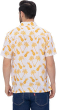 Load image into Gallery viewer, Tropical Vibes White &amp; Yellow Pineapple and Palm Tree Printed Linen Effect Men&#39;s Shirt