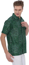 Cargar imagen en el visor de la galería, Green Wave Linen Effect Mens Textured Hawaiian Shirt