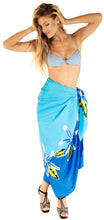 Load image into Gallery viewer, Royal blue and White Non-Sheer Hand Painted Prumeria Flower Beach Wrap For Women