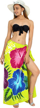 Load image into Gallery viewer, Shamrock Green Non-Sheer Hand Painted Hibiscus Floral and Leaves Beach Wrap For Women