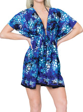 Load image into Gallery viewer, Navy Blue Allover Turtle V-Neck Non-Sheer Beach Cover Up For Women