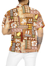 Load image into Gallery viewer, LA LEELA Men&#39;s Hawaiian Shirt Holiday Tropical Hawaii Collage Autumn Brown