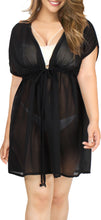 Load image into Gallery viewer, Glamorous Solid Black Sheer V-Neck Beach Cover up For Women