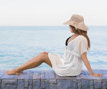 Cargar imagen en el visor de la galería, Elegant White Sheer Solid V-Neck Beach Cover Up For Women