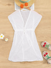 Cargar imagen en el visor de la galería, Elegant White Sheer Solid V-Neck Beach Cover Up For Women