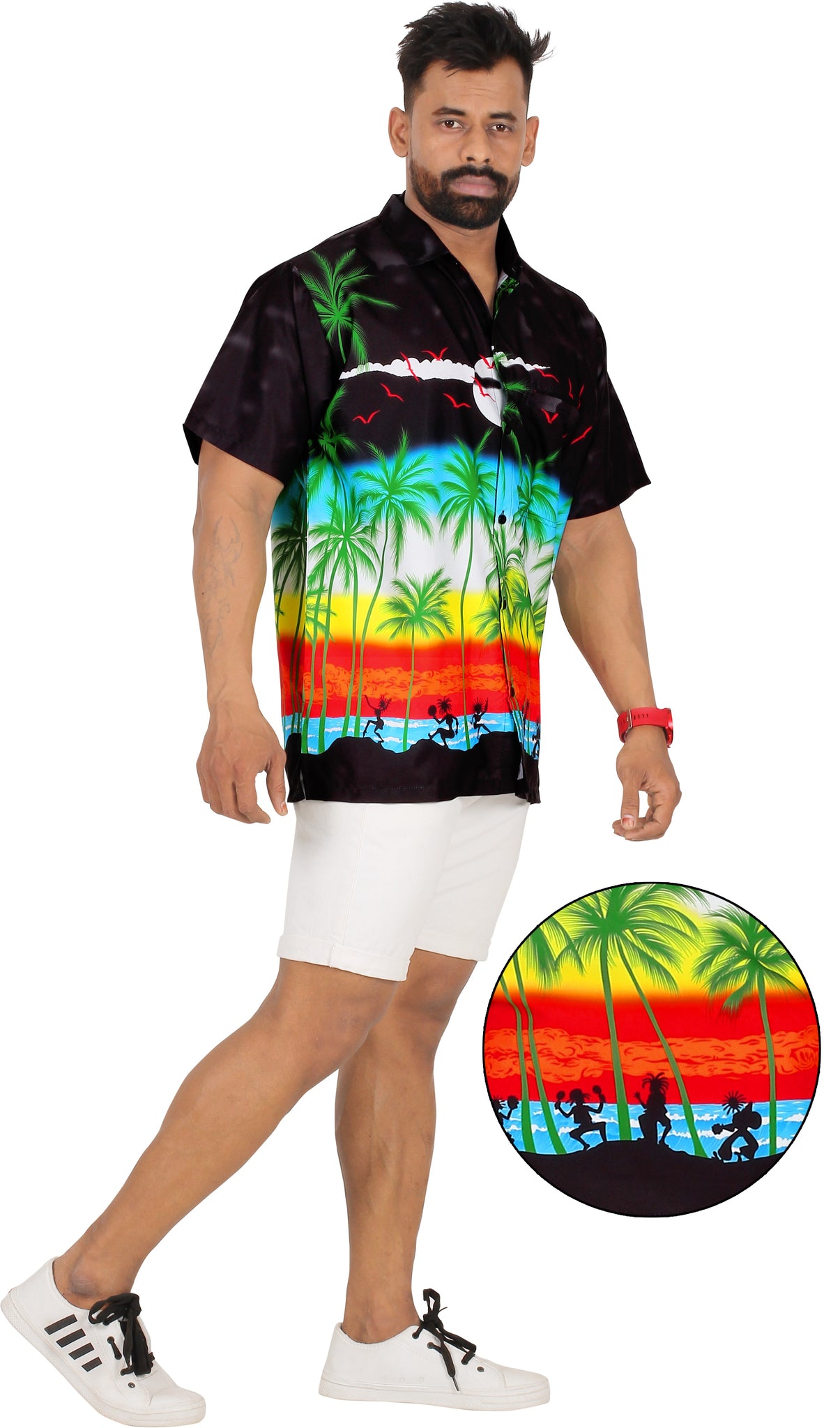 LA LEELA Men Casual Beach hawaiian Shirt Aloha theme Tropical