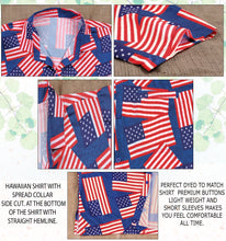 Cargar imagen en el visor de la galería, Patriotic American Flag Printed Hawaiian Beach Shirts For Men P00009