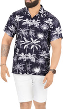 Cargar imagen en el visor de la galería, Navy Blue Allover Tropical Palm Tree Printed Hawaiian Beach Shirts For Men P00016