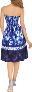 Azure Dreams Royal Blue Tie-Dye Print Short Tube Dress For Women