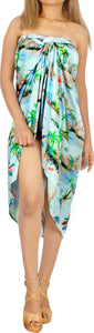 Blue Non-Sheer Beach View and Floral Print Beach Wrap For Women