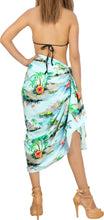 Load image into Gallery viewer, Blue Non-Sheer Beach View and Floral Print Beach Wrap For Women