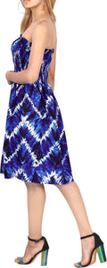 Nautical Dreams Tie Dye Effect Zig Zag Printed Short White Dress For Women