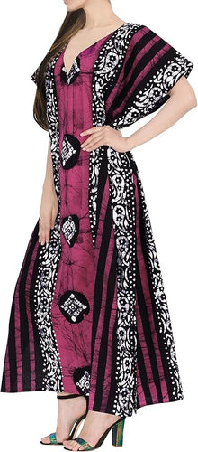 LA LEELA Cotton Batik Women's Kaftan Nightgown