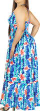 Cargar imagen en el visor de la galería, Royal Blue and White Floral Printed Halter Neck Long Dress