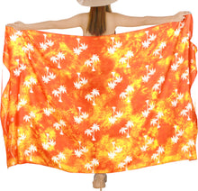 Load image into Gallery viewer, Embrace Tropical Vibrance Orange Non-Sheer Allover Palm Tree Tie-Dye Effect Beach Wrap For Women