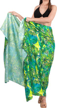 Cargar imagen en el visor de la galería, Green Non-Sheer Allover Abstract Leaves Print Beach Wrap For Women