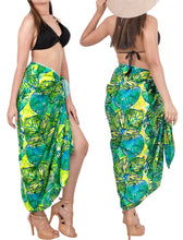 Cargar imagen en el visor de la galería, Green Non-Sheer Allover Abstract Leaves Print Beach Wrap For Women