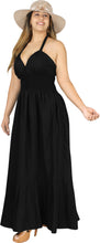 Load image into Gallery viewer, Solid Black Halter Neck Long Maxi Dress