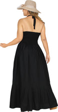 Load image into Gallery viewer, Solid Black Halter Neck Long Maxi Dress