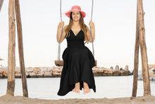 Load image into Gallery viewer, Solid Black Halter Neck Long Maxi Dress